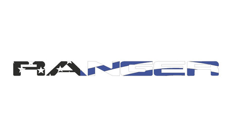 American Flag (BLUE LINE) Tailgate Word Insert Decals for 2019-2023 Ford Ranger