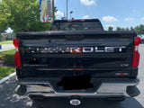 American Flag (Black/White) Tailgate Word Insert Decals for 2019-2024 Chevrolet Silverado Truck