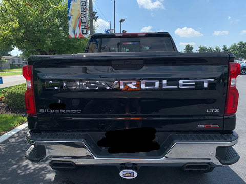 American Flag (Black/White) Tailgate Word Insert Decals for 2019-2024 Chevrolet Silverado Truck