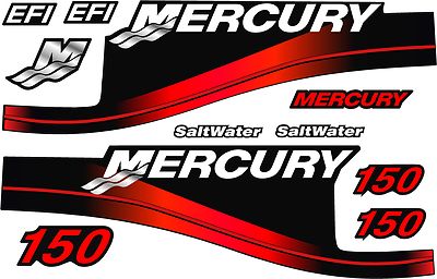 Mercury Red Saltwater Outboard 150 HP Decal Kit